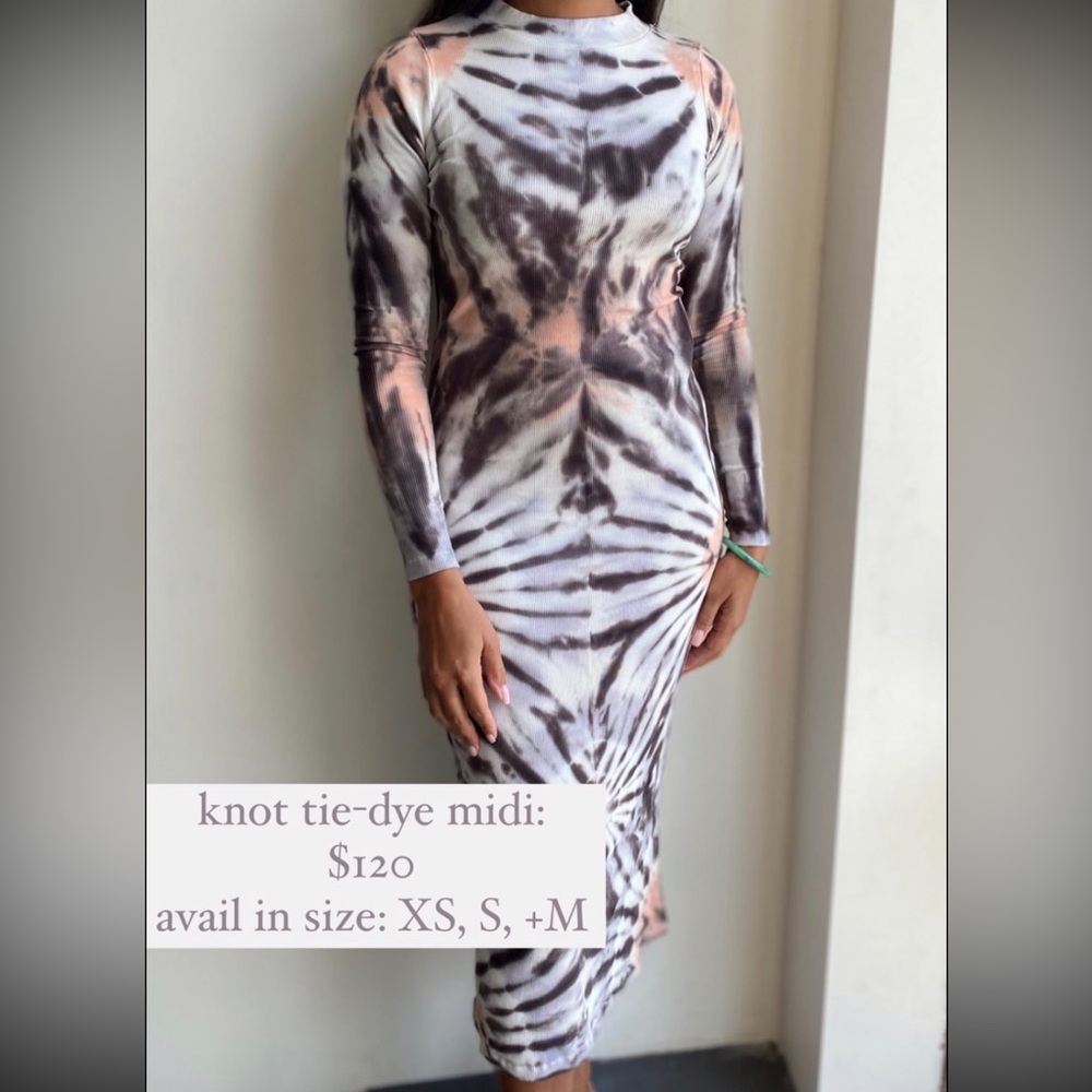 YFB form fitting tie dye midi dress size small